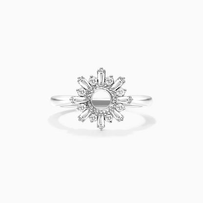 Anel Sunburst De Ouro 18k c/ Diamantes Brilhantes e Baguette
