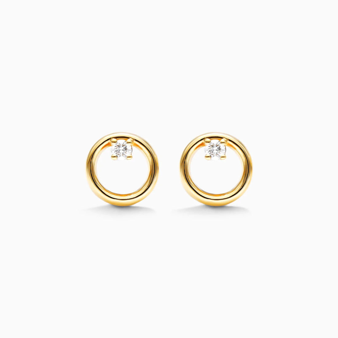 Brinco de  Ouro 18k feminino circle  Diamantes  Luxo