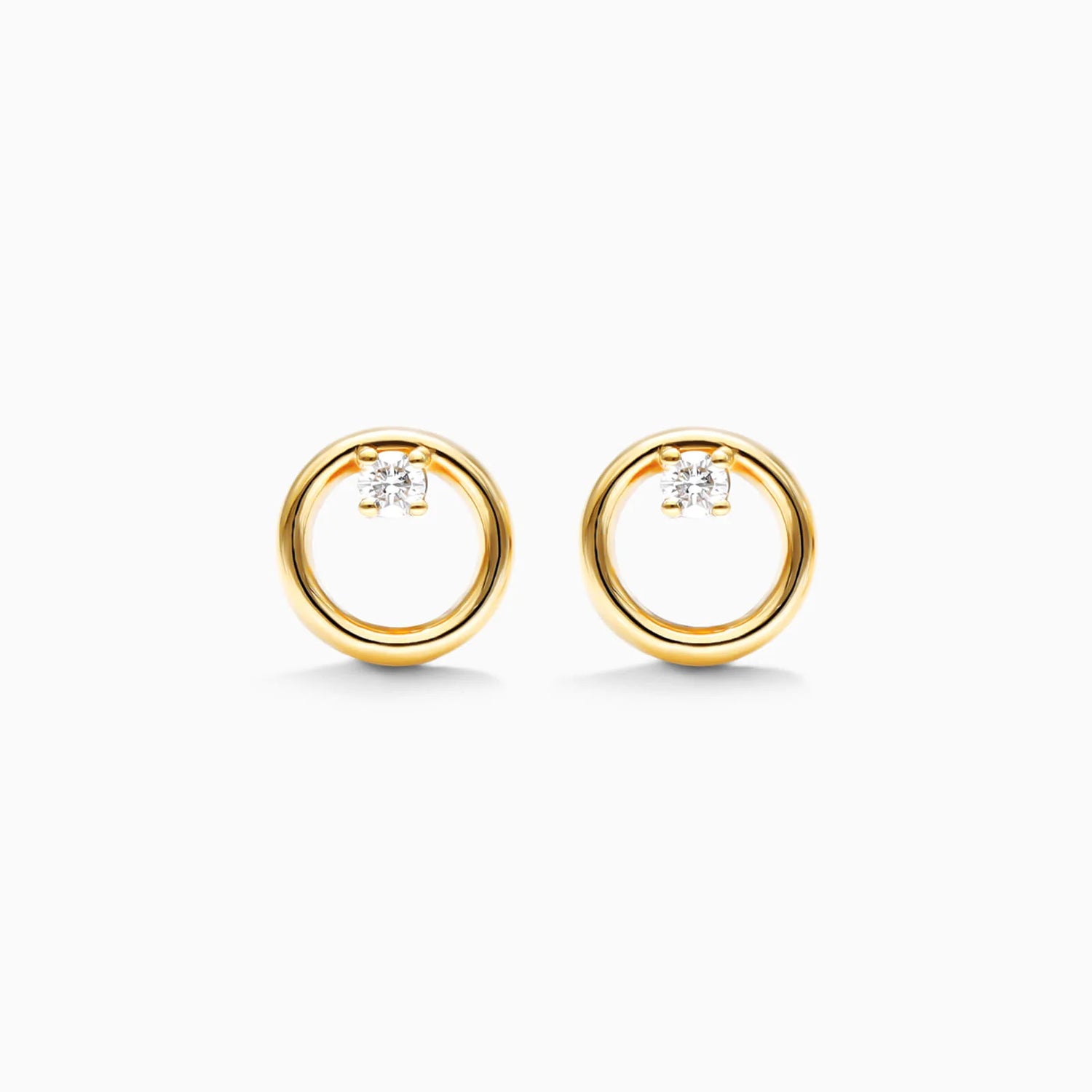Brinco de  Ouro 18k feminino circle  Diamantes  Luxo