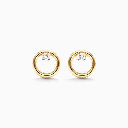 Brinco de  Ouro 18k feminino circle  Diamantes  Luxo