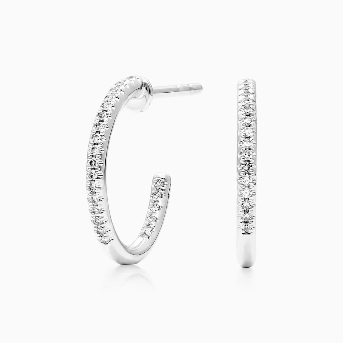 Brinco de Argola Pequenas em Ouro Branco 18k de Luxo