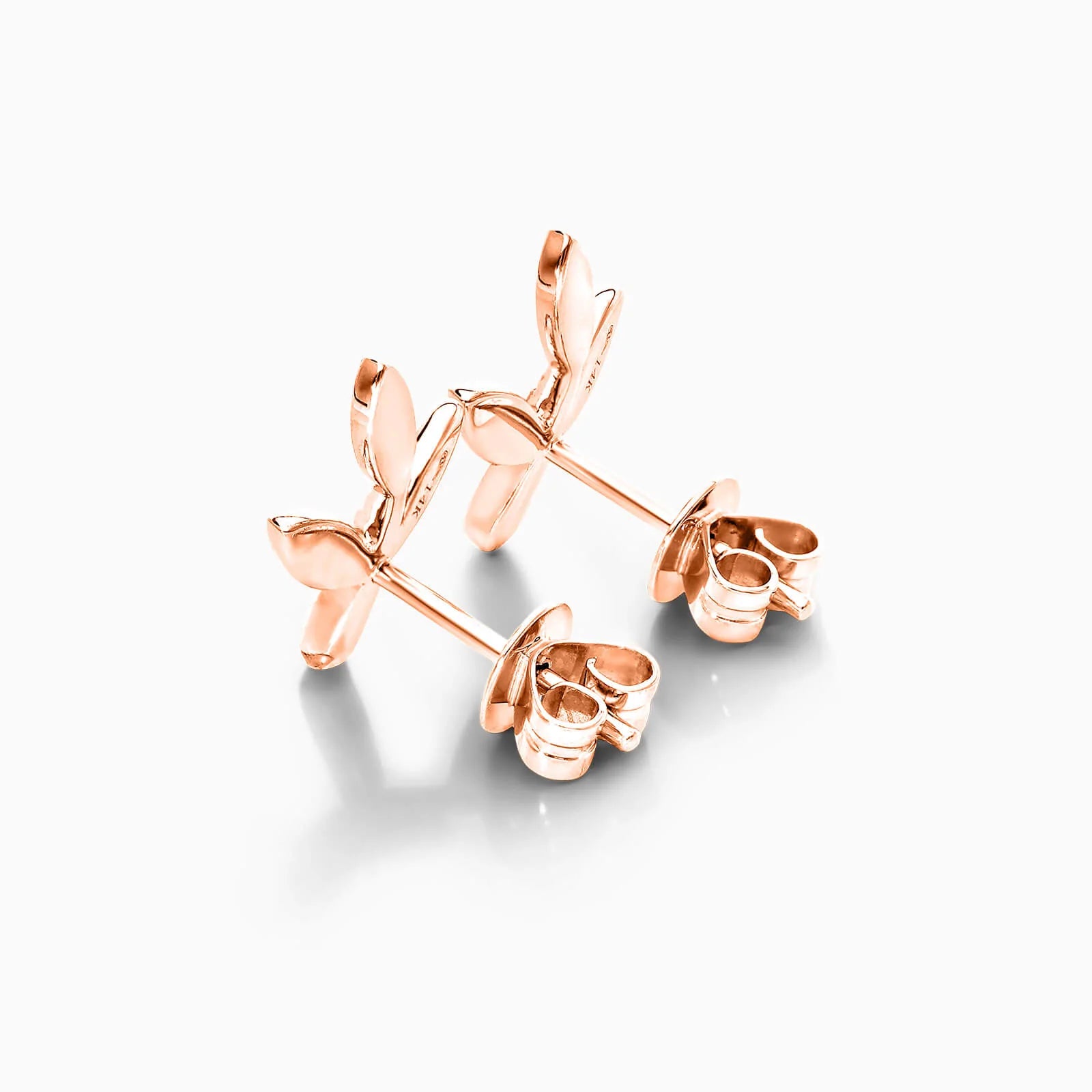 Brinco De Ouro 18k Feminino Três Folhas c/ Diamantes Delicado