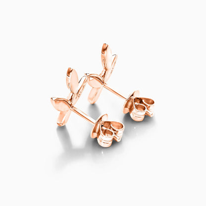 Brinco De Ouro 18k Feminino Três Folhas c/ Diamantes Delicado