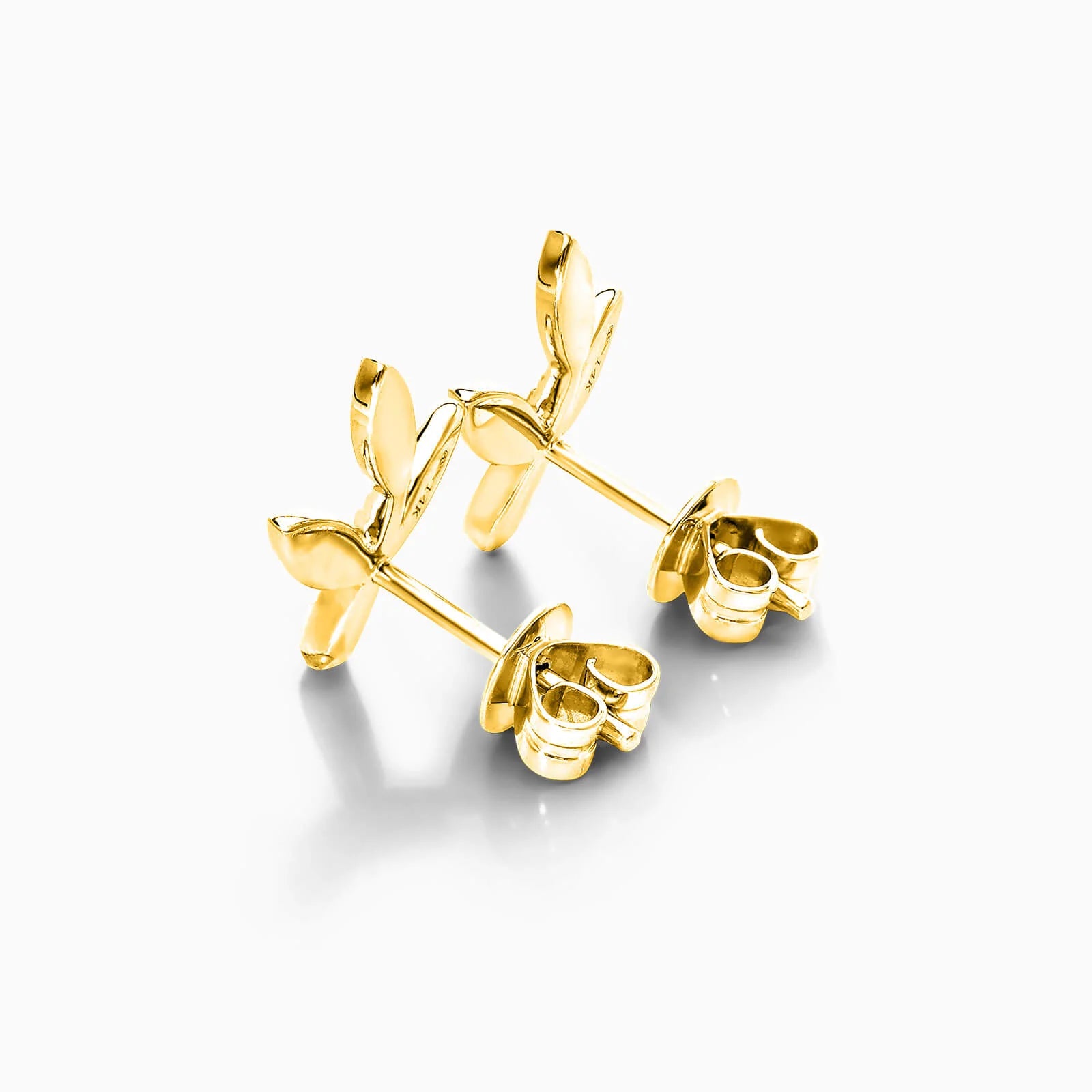 Brinco De Ouro 18k Feminino Três Folhas c/ Diamantes Delicado