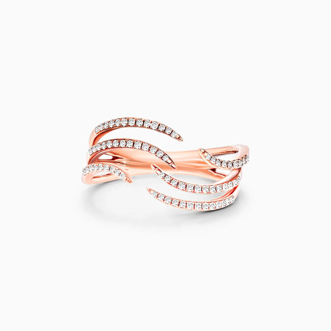 Anel de Ondas em Ouro 18k c/ Diamantes Brilhantes