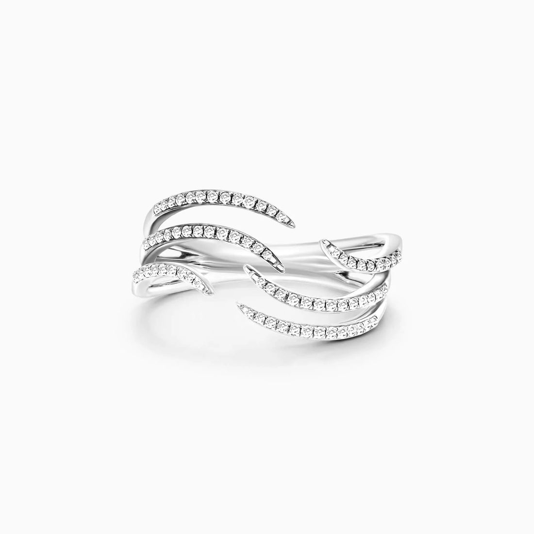 Anel de Ondas em Ouro 18k c/ Diamantes Brilhantes