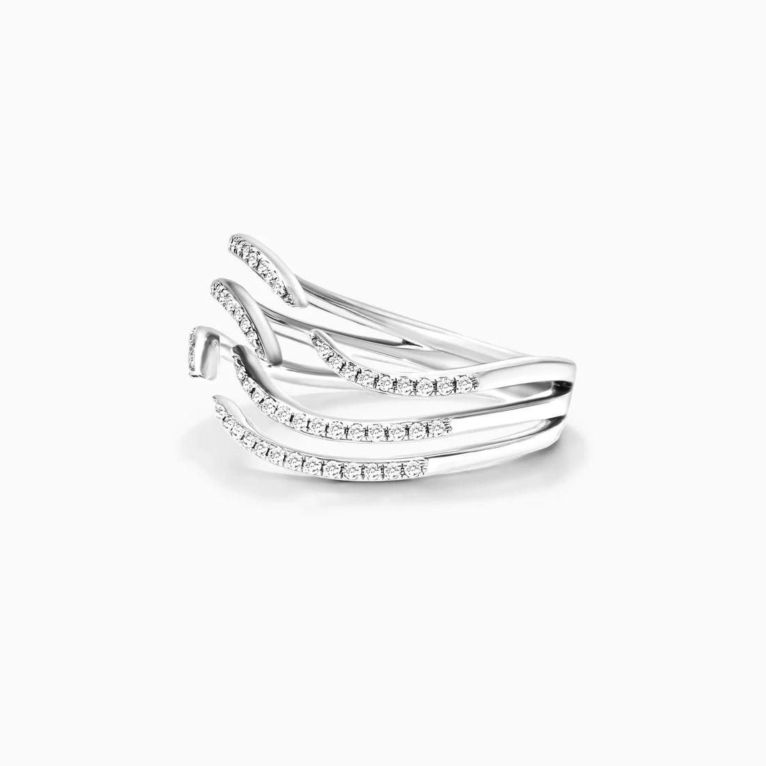 Anel de Ondas em Ouro 18k c/ Diamantes Brilhantes