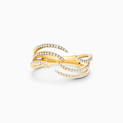 Anel de Ondas em Ouro 18k c/ Diamantes Brilhantes