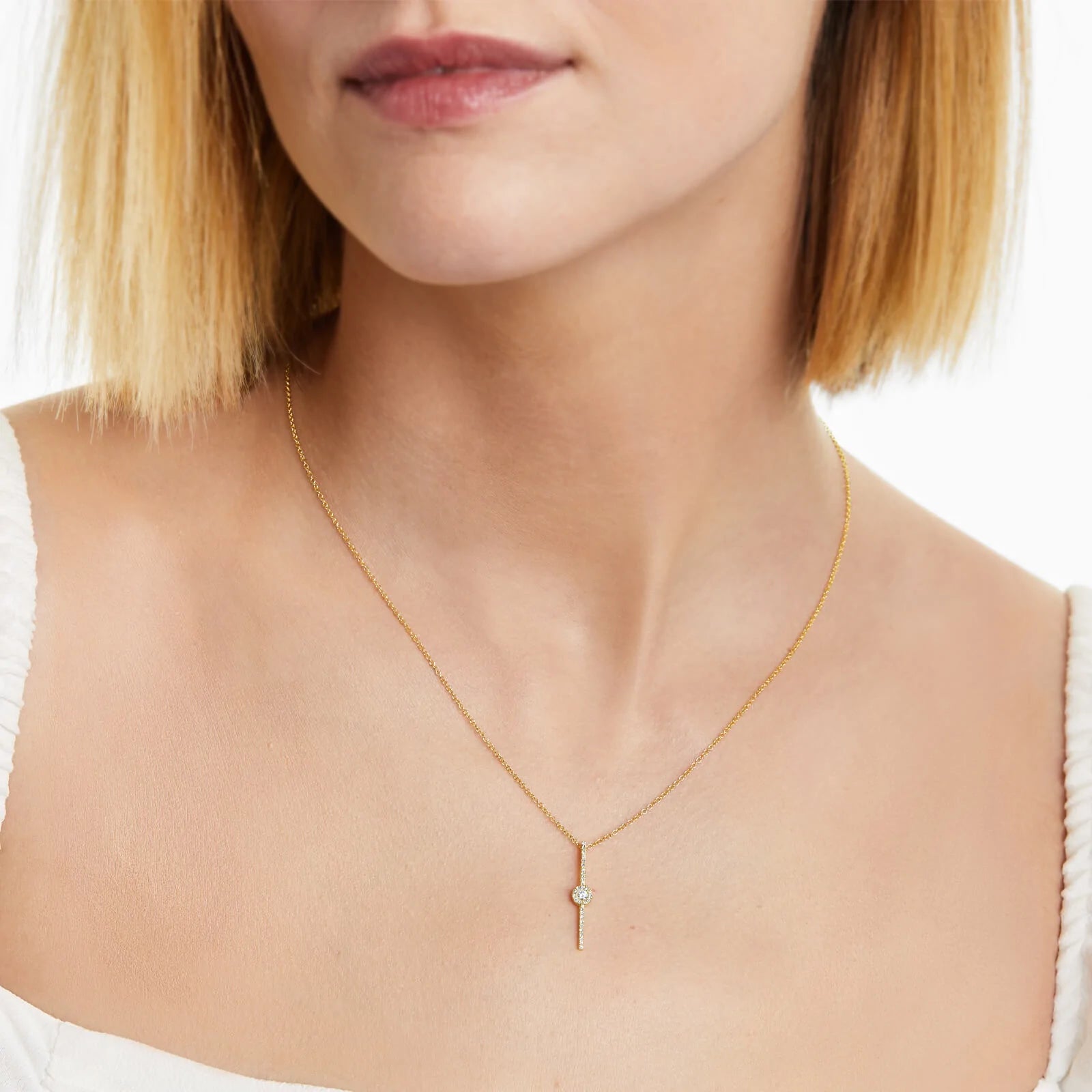Corrente feminina em Ouro 18k diamantes ponto de luz luxo