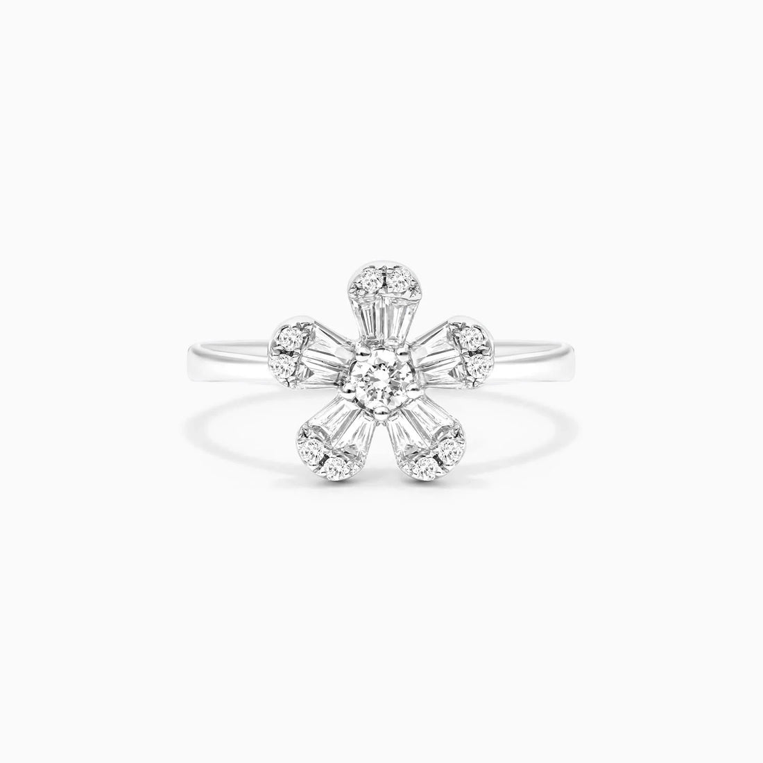 Anel de Flor em Ouro 18k c/ Diamantes Brilhantes De Luxo