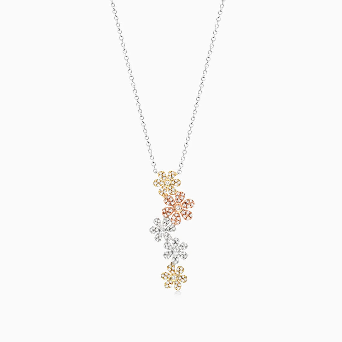 Corrente feminina em Ouro 18k diamantes Flowers luxo