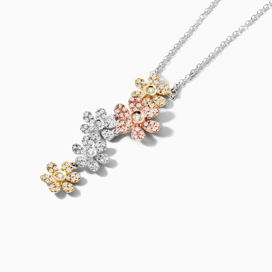 Corrente feminina em Ouro 18k diamantes Flowers luxo