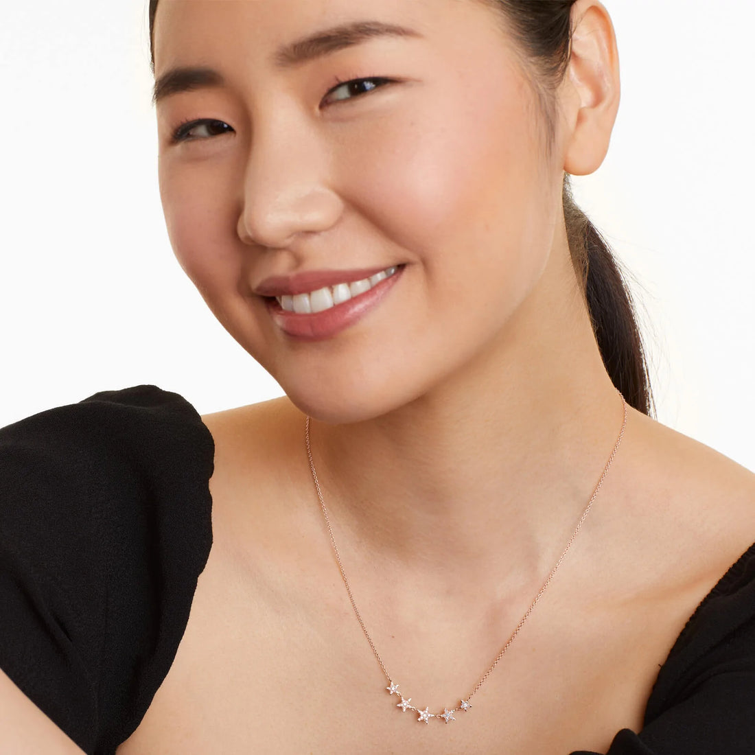 Corrente feminina em Ouro 18k diamantes stars luxo