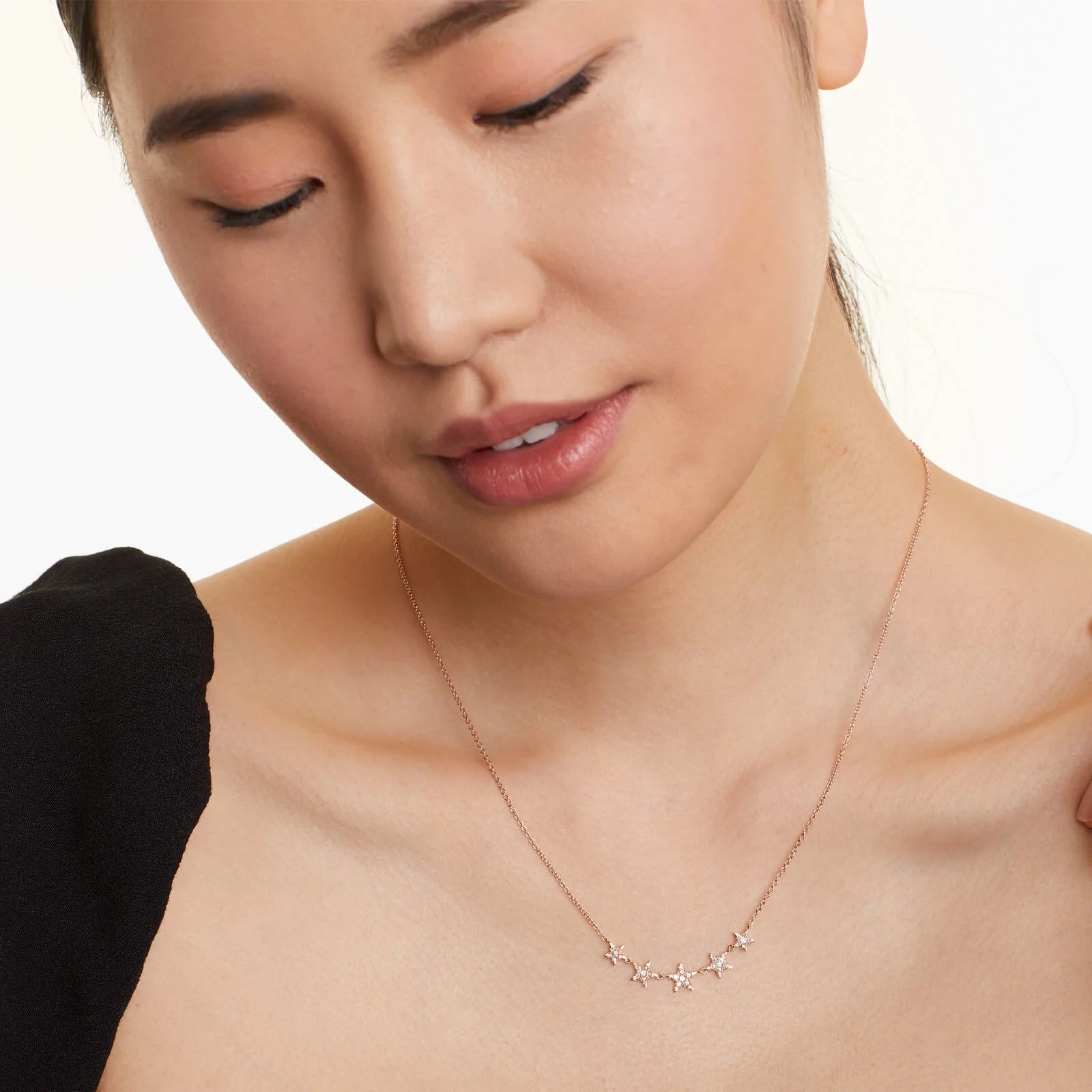 Corrente feminina em Ouro 18k diamantes stars luxo