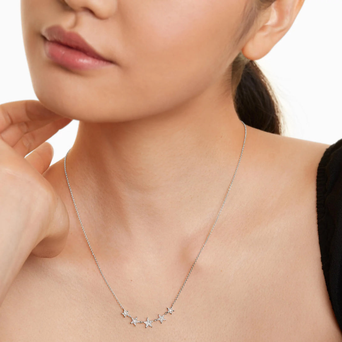 Corrente feminina em Ouro 18k diamantes stars luxo