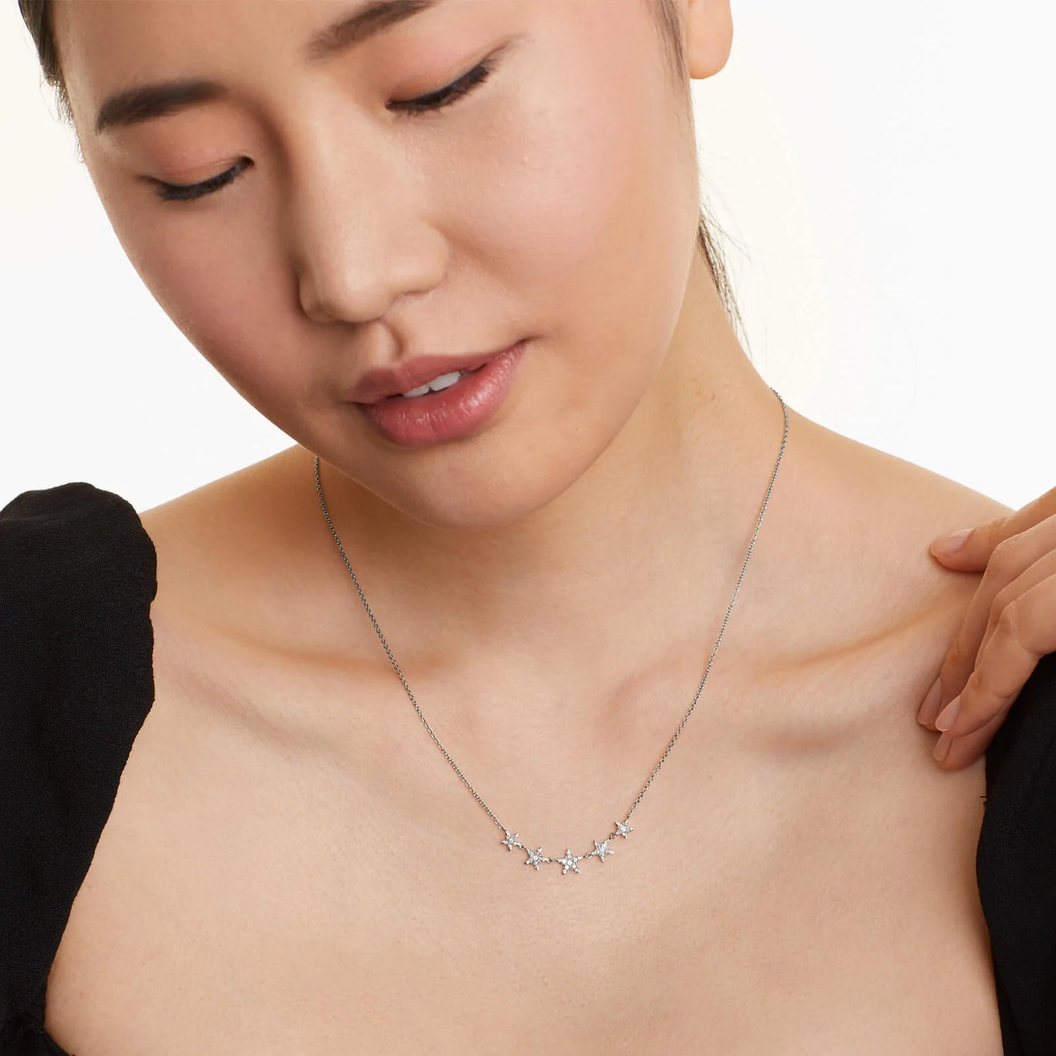 Corrente feminina em Ouro 18k diamantes stars luxo