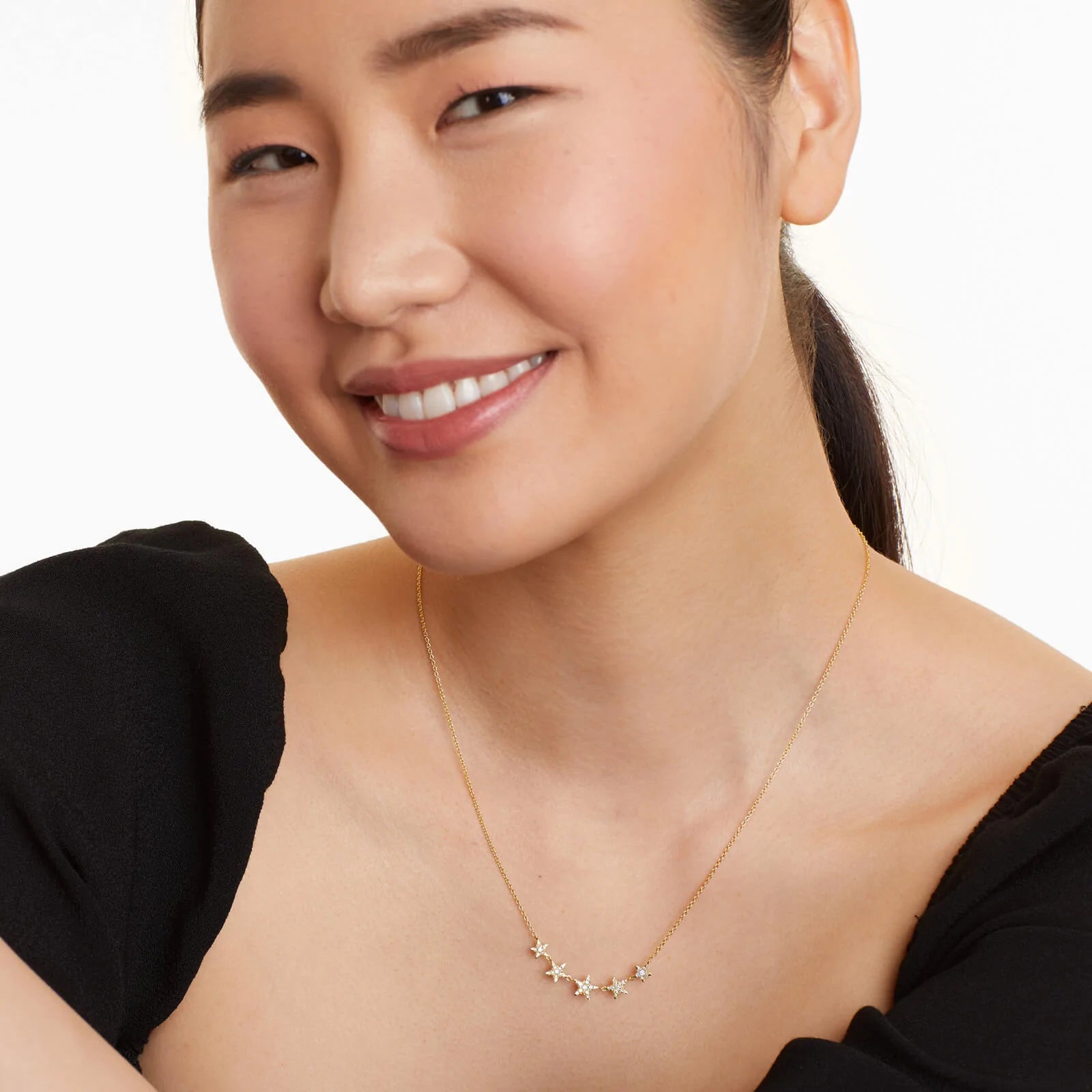 Corrente feminina em Ouro 18k diamantes stars luxo