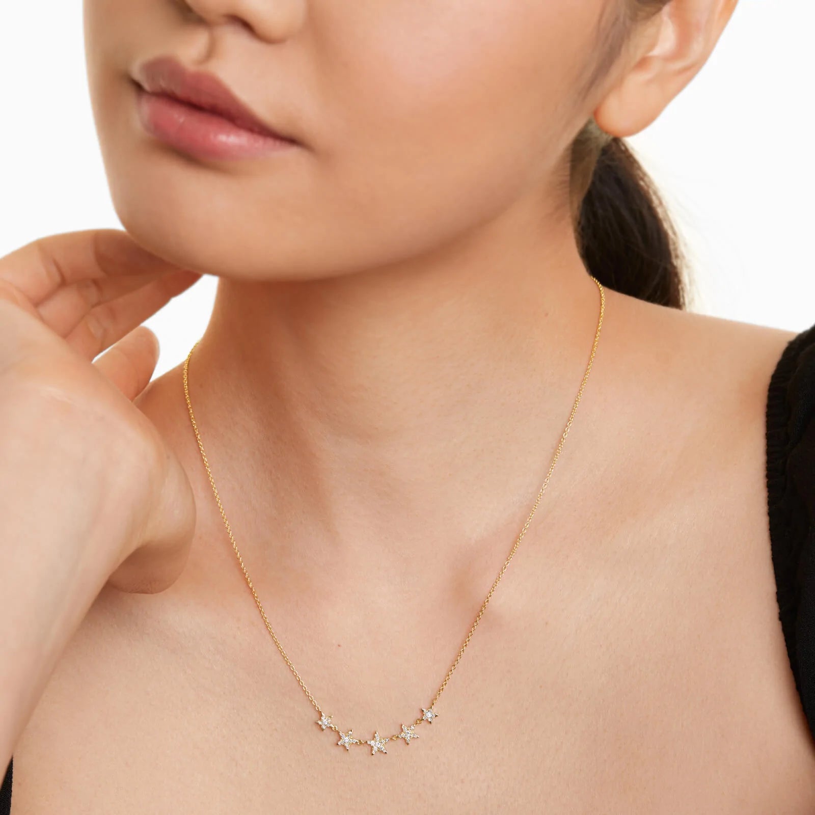 Corrente feminina em Ouro 18k diamantes stars luxo
