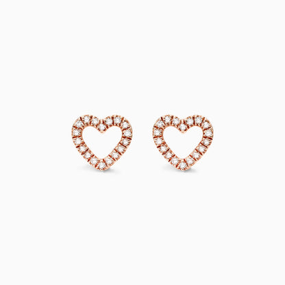 Brinco de  Ouro 18k feminino  Diamantes Heart II Luxo