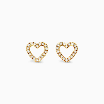 Brinco de  Ouro 18k feminino  Diamantes Heart II Luxo