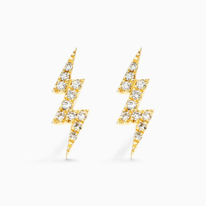 Brinco de  Ouro 18k feminino Bolt  Diamantes  Luxo