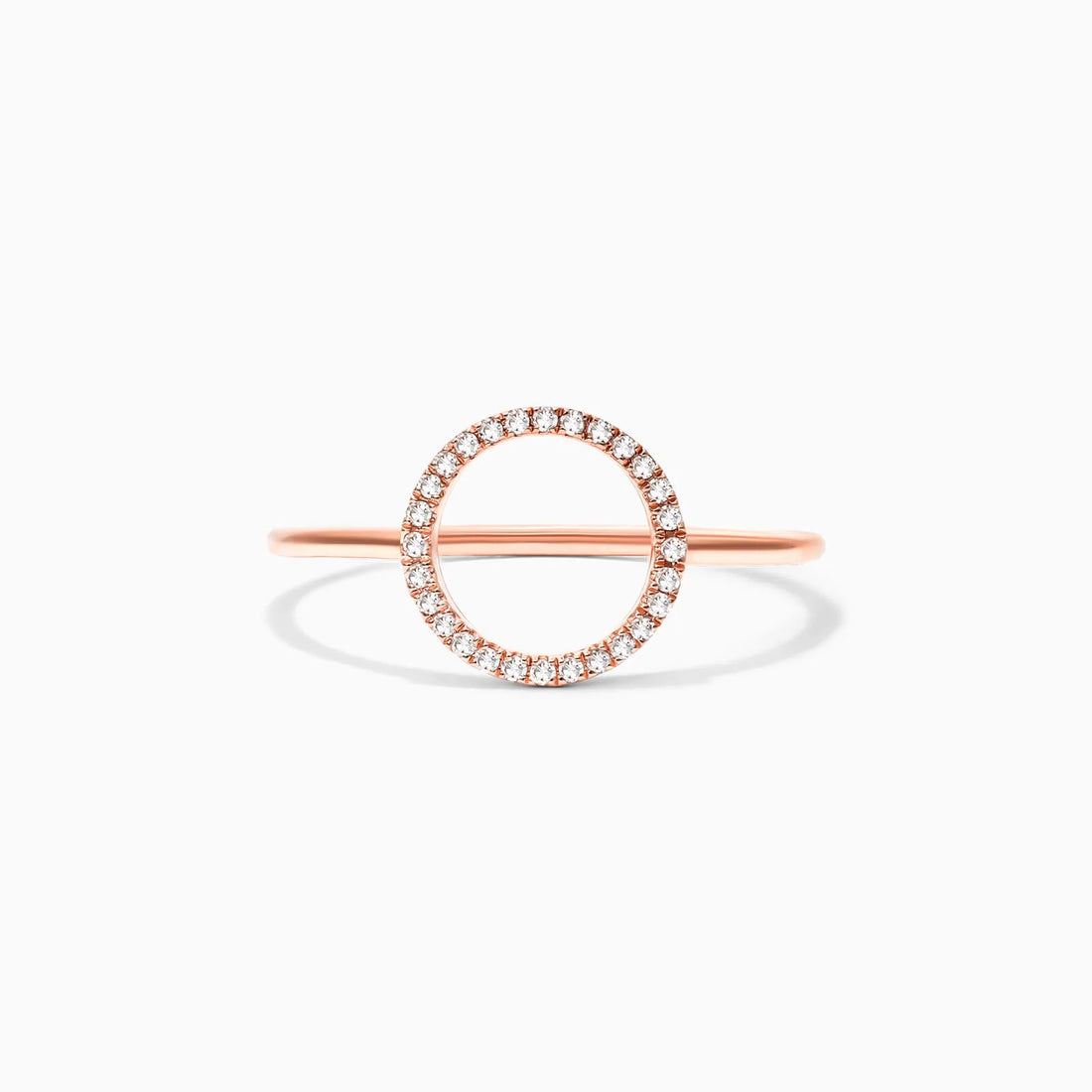 Anel Circulo De Diamante Aberto em Ouro 18k De Luxo