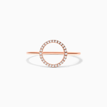 Anel Circulo De Diamante Aberto em Ouro 18k De Luxo