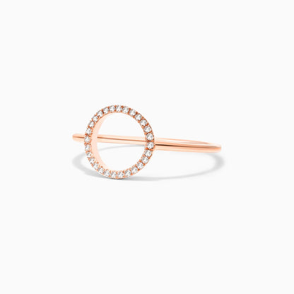Anel Circulo De Diamante Aberto em Ouro 18k De Luxo