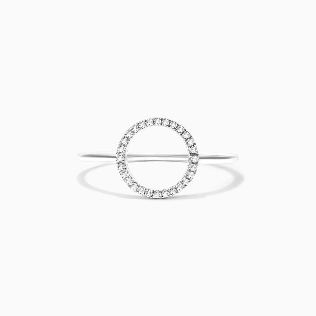 Anel Circulo De Diamante Aberto em Ouro 18k De Luxo