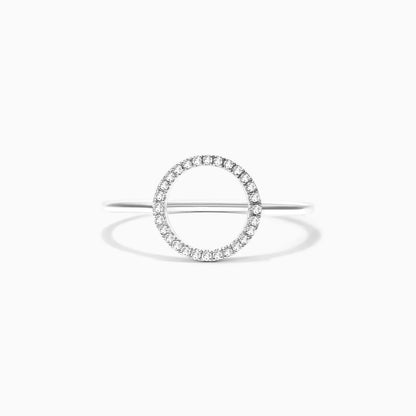 Anel Circulo De Diamante Aberto em Ouro 18k De Luxo