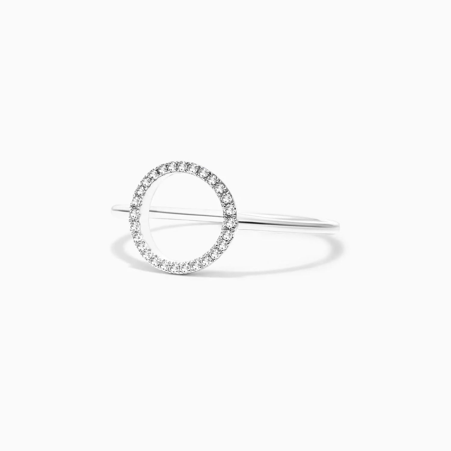 Anel Circulo De Diamante Aberto em Ouro 18k De Luxo