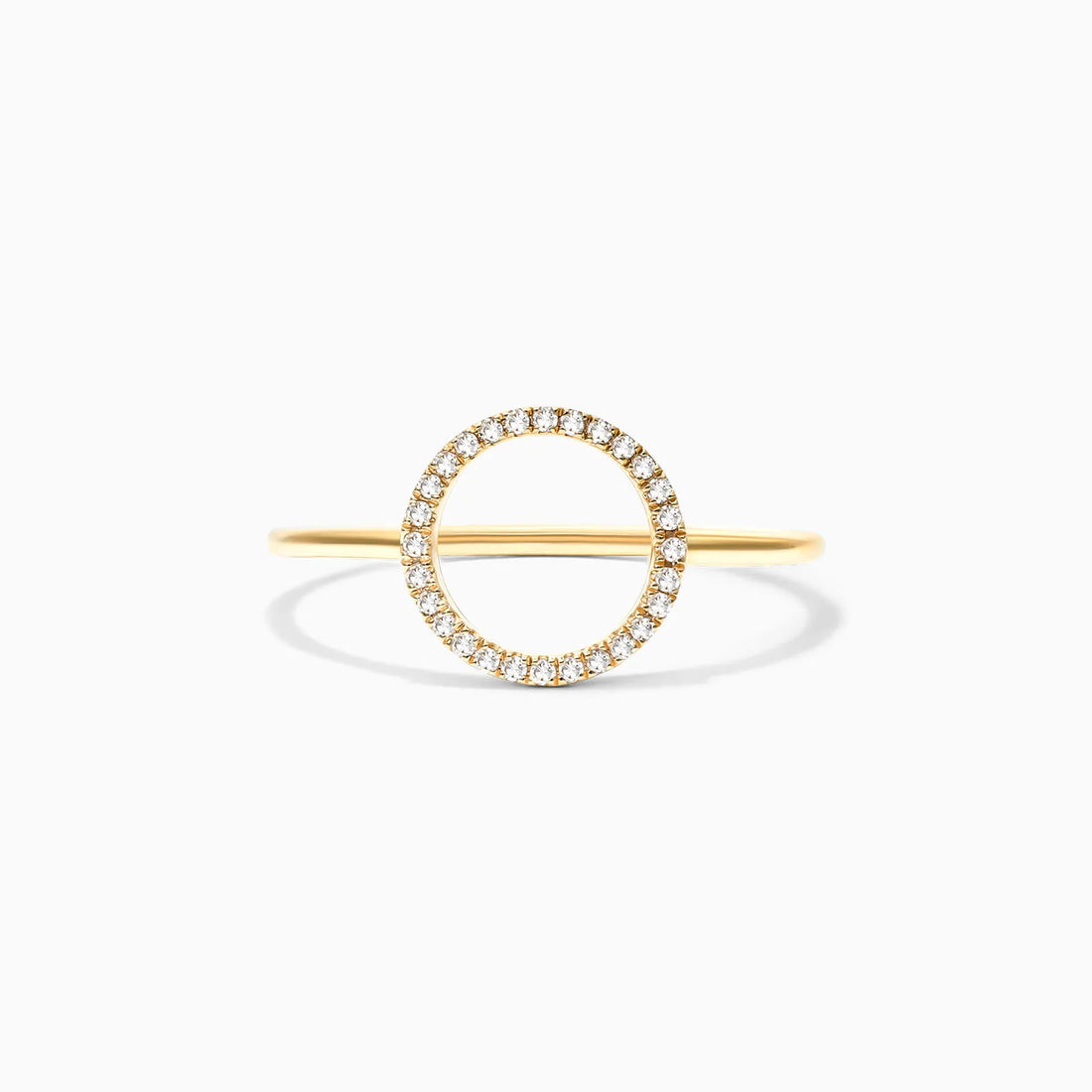 Anel Circulo De Diamante Aberto em Ouro 18k De Luxo
