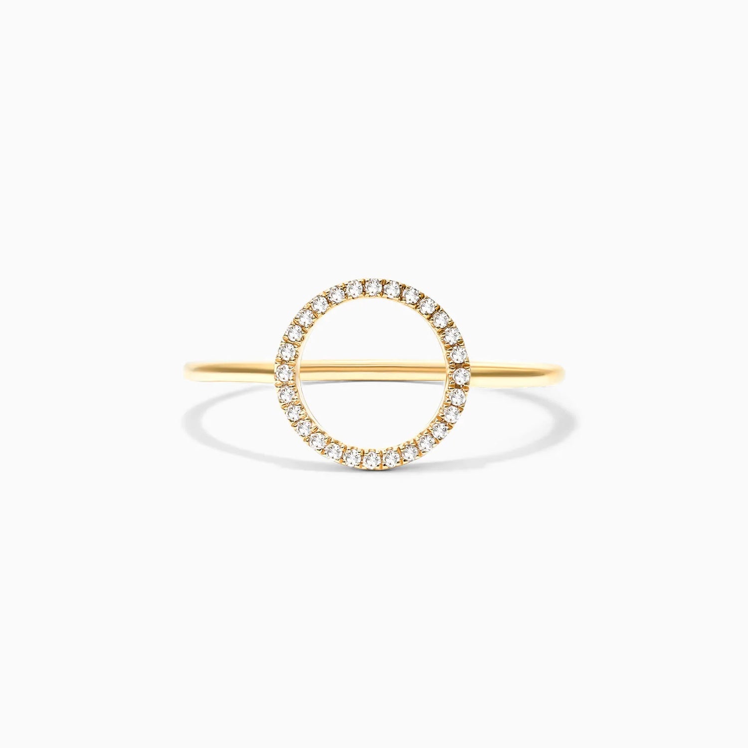 Anel Circulo De Diamante Aberto em Ouro 18k De Luxo
