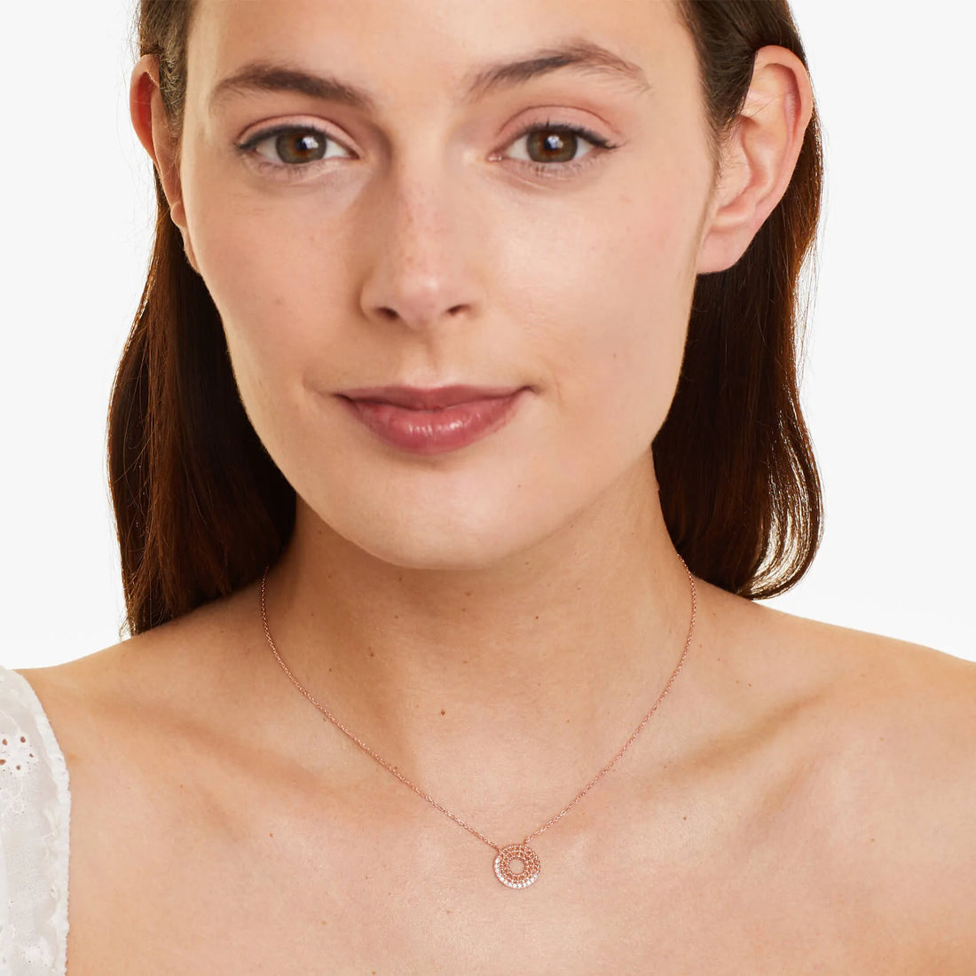 Colar Corrente De Ouro Rose 18k Feminina c/ Pingente de Diamante Brilhantes Luxo