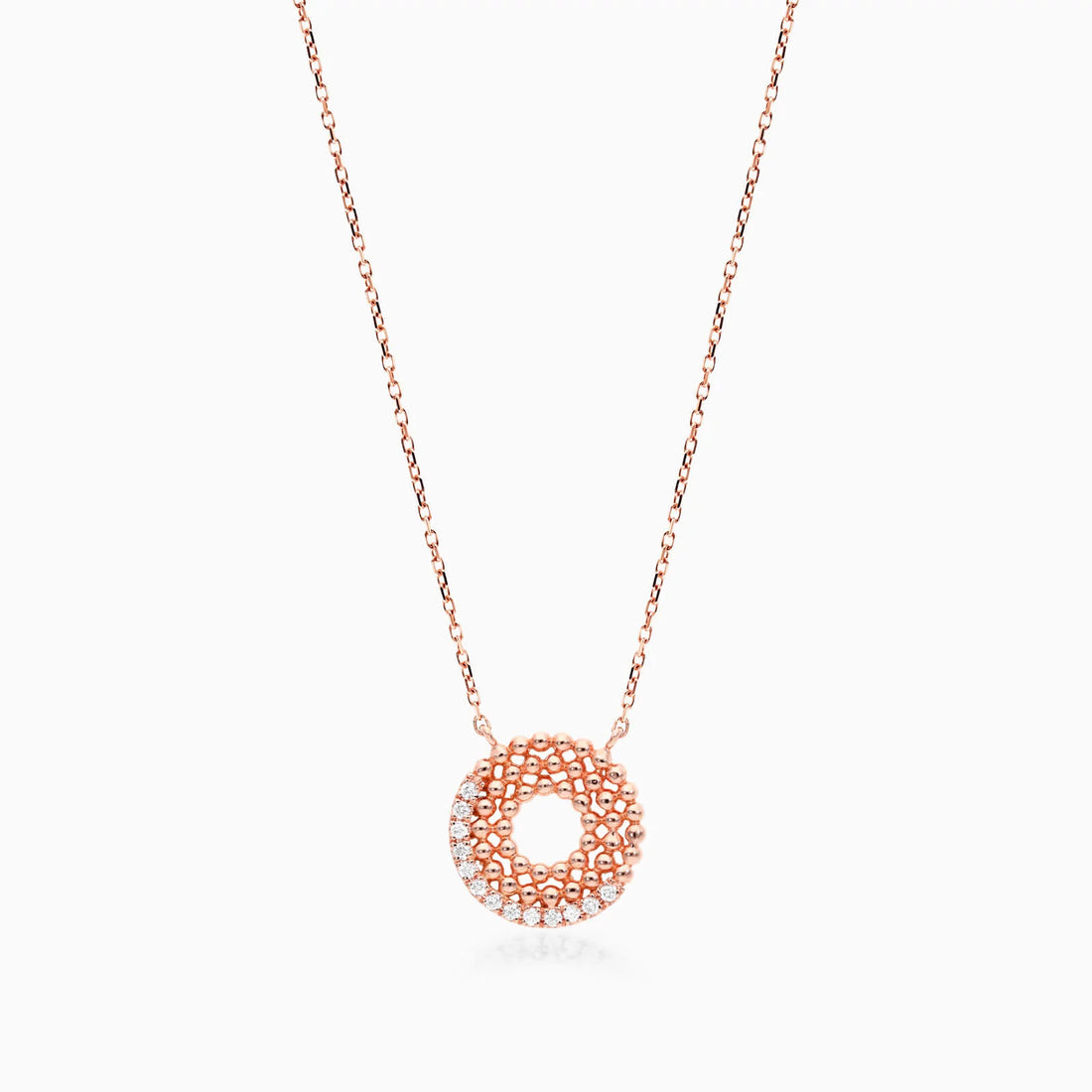 Colar Corrente De Ouro Rose 18k Feminina c/ Pingente de Diamante Brilhantes Luxo