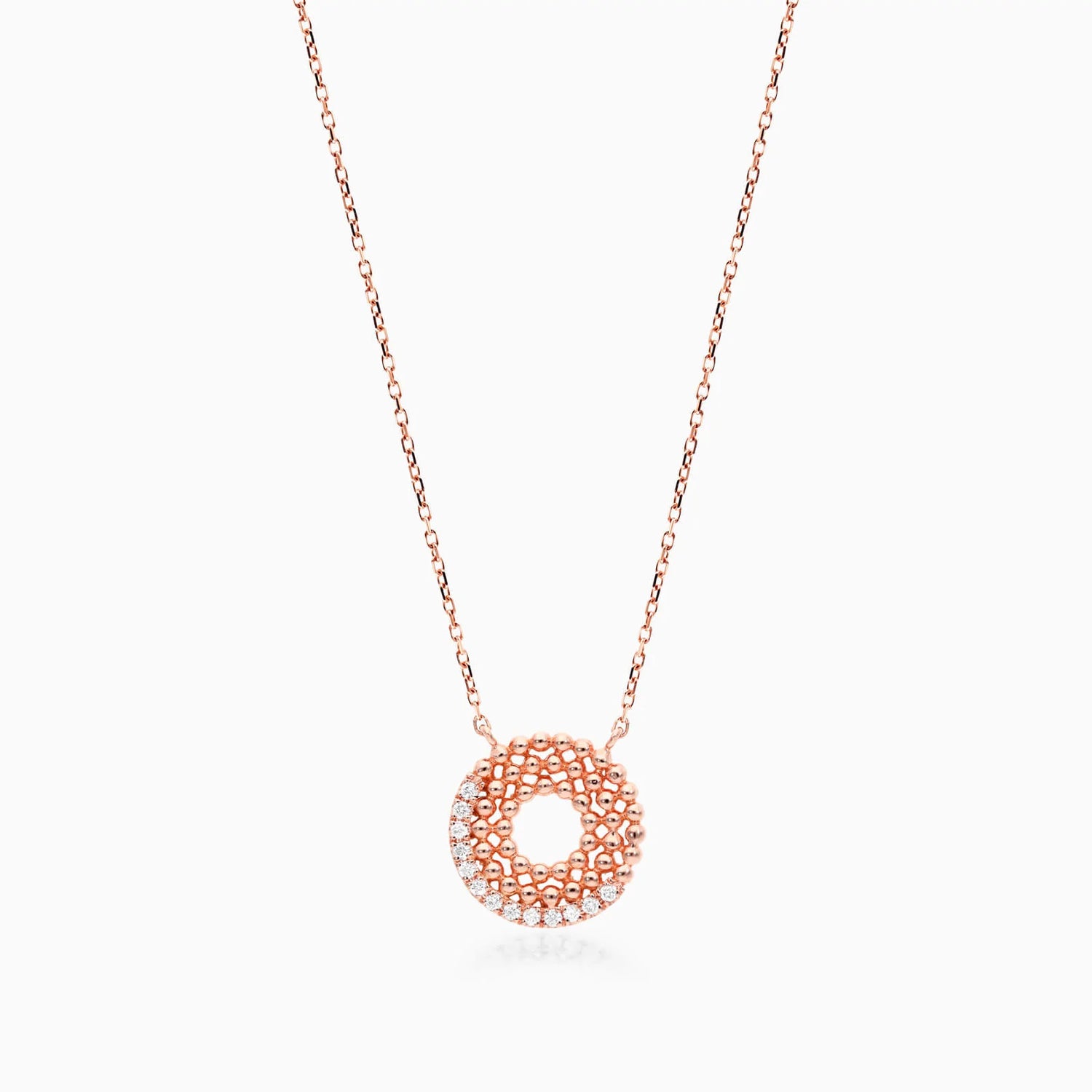 Colar Corrente De Ouro Rose 18k Feminina c/ Pingente de Diamante Brilhantes Luxo