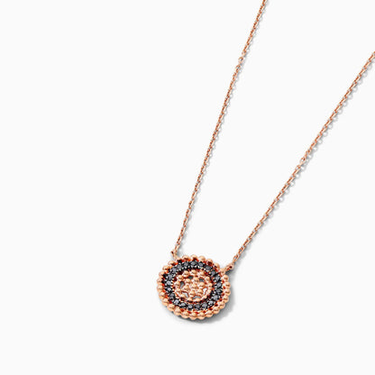 Colar Corrente De Ouro Rose 18k Feminina C/ Pingente De Diamante Pretos Luxo