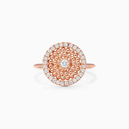 Anel De Noivado Bolinhas em Ouro 18k c/ Diamantes Brilhantes Pave