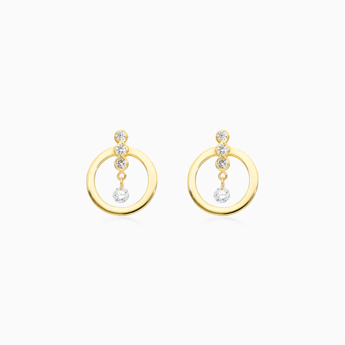 Brinco Argola Frontais de Ouro 18k Diamantes Brilhantes