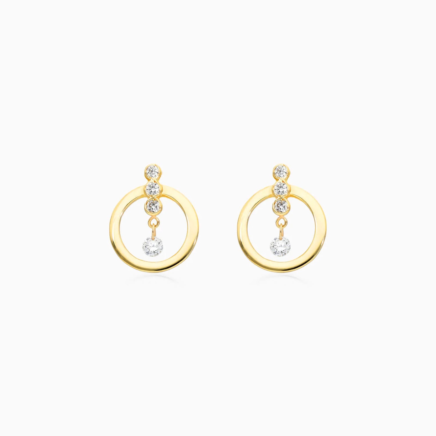 Brinco Argola Frontais de Ouro 18k Diamantes Brilhantes