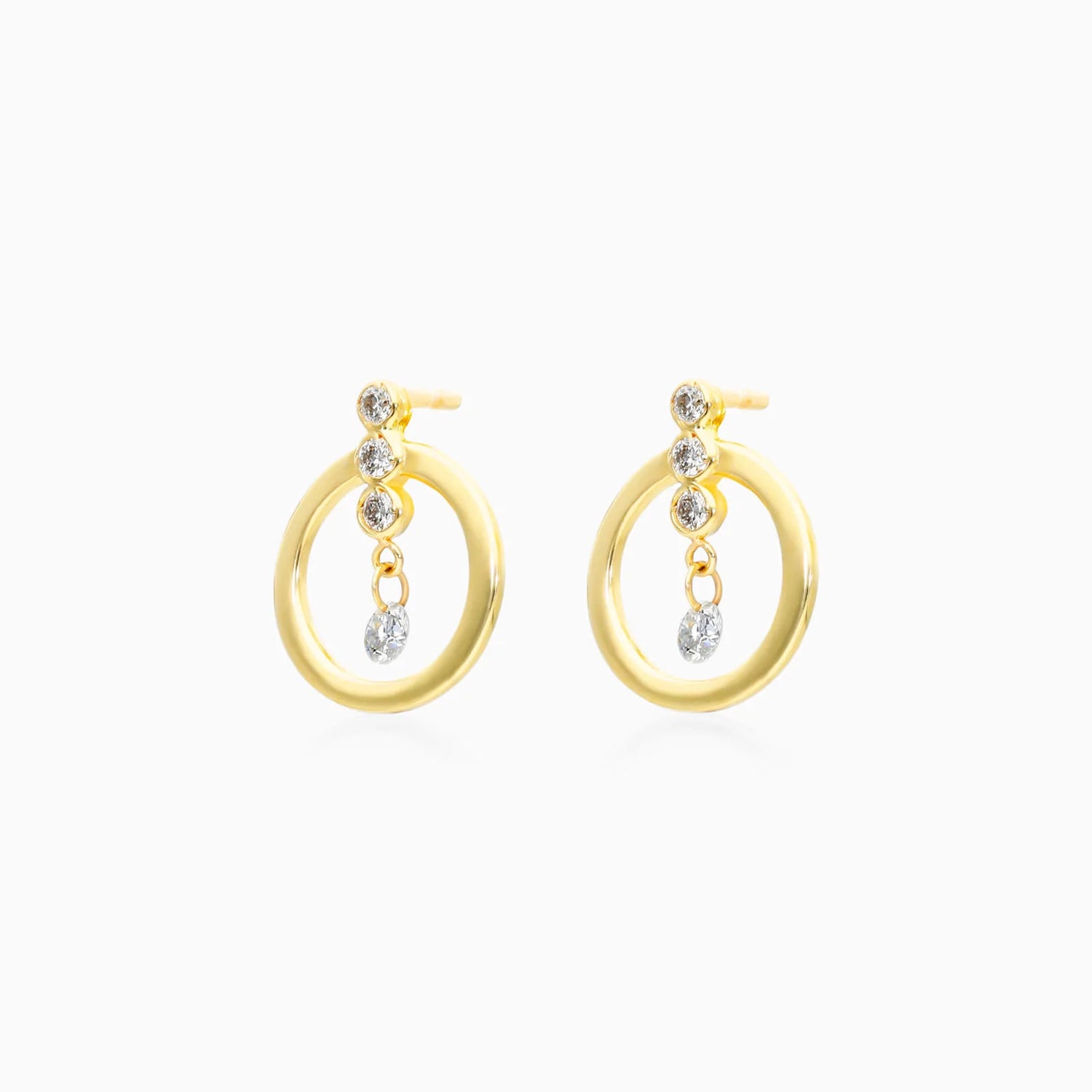 Brinco Argola Frontais de Ouro 18k Diamantes Brilhantes