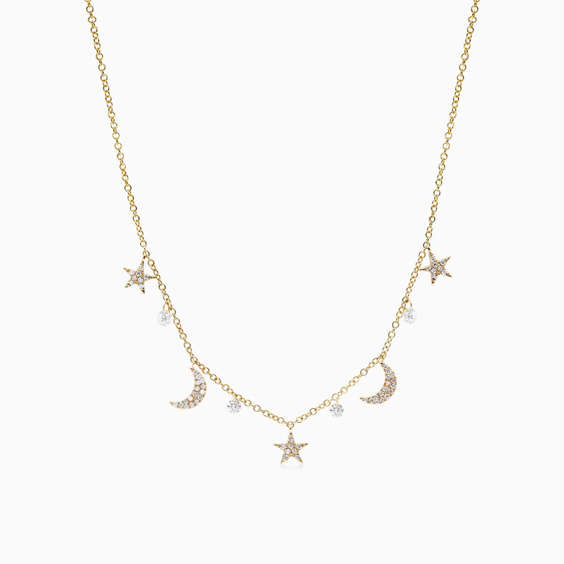 Colar Feminina Corrente em Ouro Amarelo 18k e Diamantes Noite Estrelada