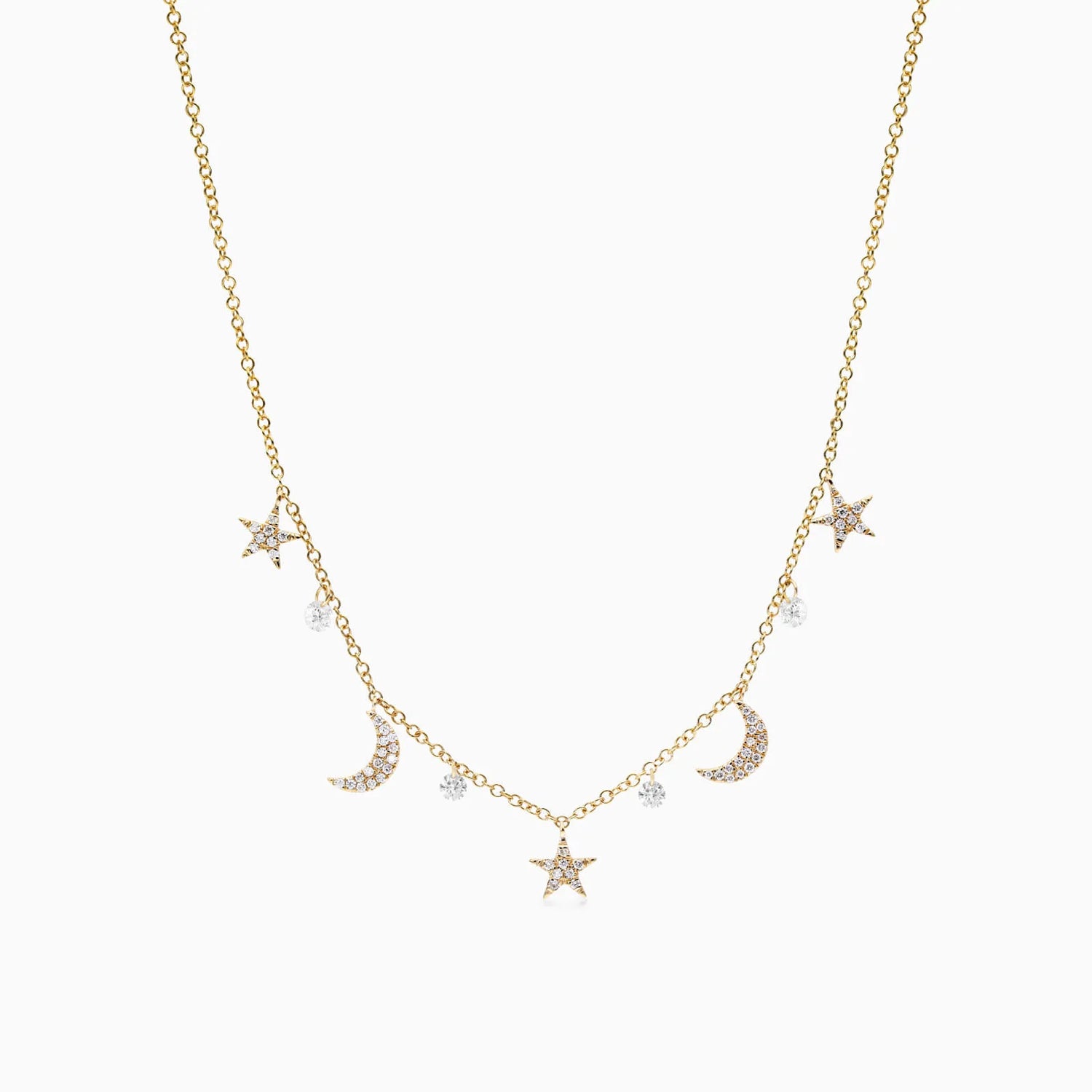 Colar Feminina Corrente em Ouro Amarelo 18k e Diamantes Noite Estrelada