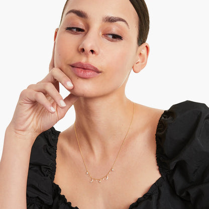Colar Feminina Corrente em Ouro Amarelo 18k e Diamantes Noite Estrelada