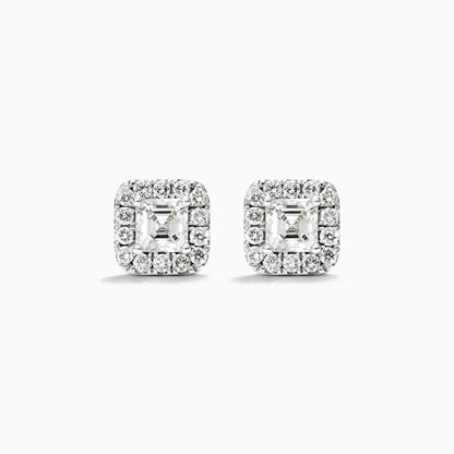 Brinco De Ouro Branco 18k Luxo Solitario e Diamantes Brilhantes