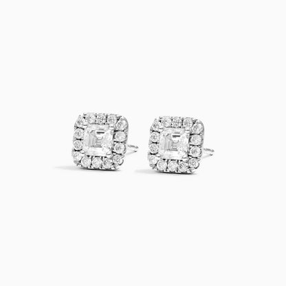 Brinco De Ouro Branco 18k Luxo Solitario e Diamantes Brilhantes