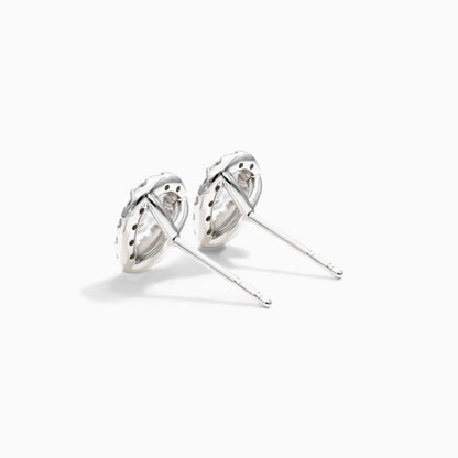 Brinco De Ouro Branco 18k Forma De Pera Com Diamantes Brilhantes