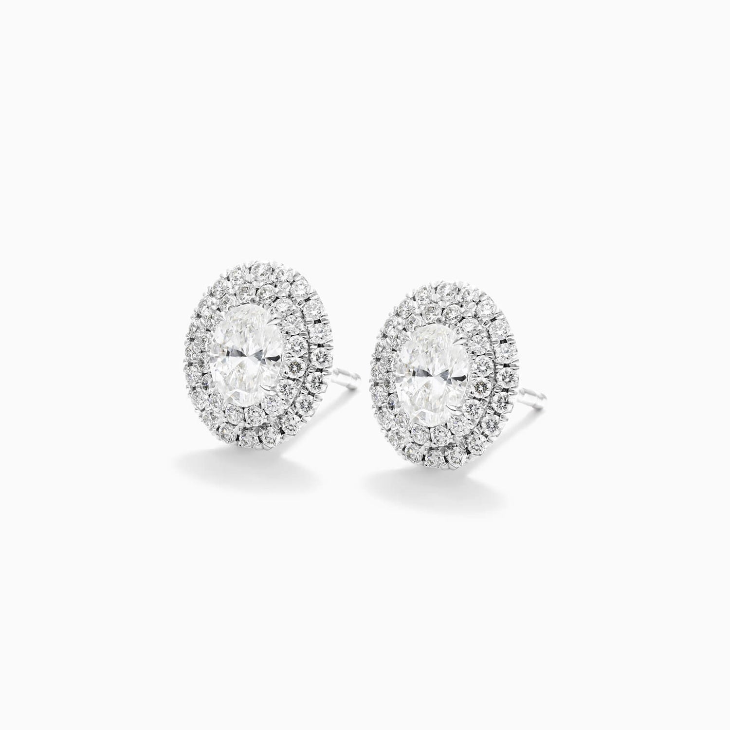 Brinco Feminino De Ouro branco 18k Brilhante Diamantes pave oval