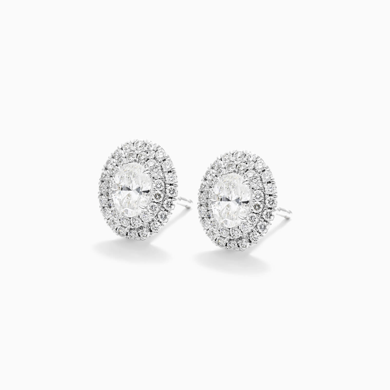 Brinco Feminino De Ouro branco 18k Brilhante Diamantes pave oval