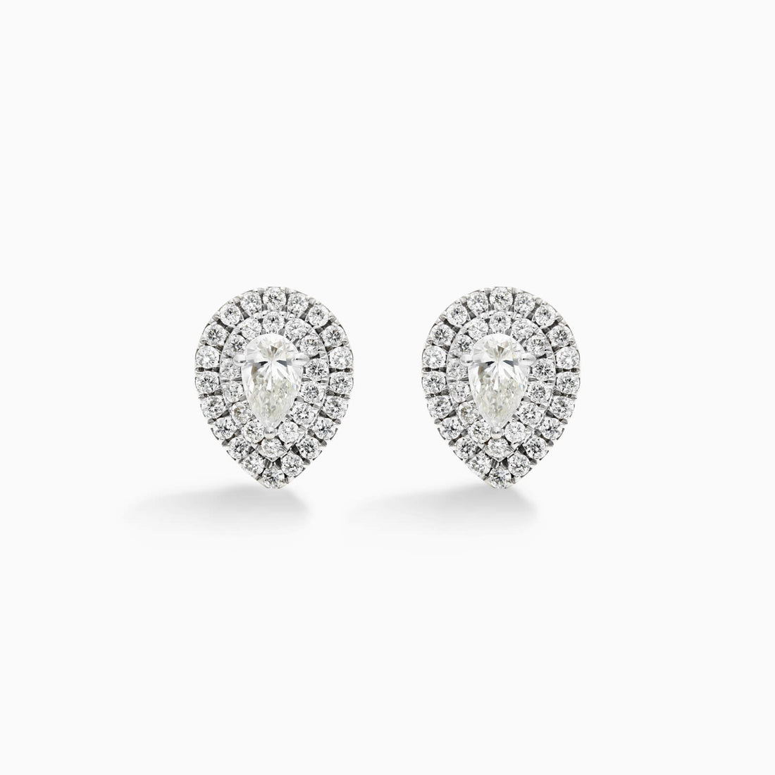 Brinco Feminino De Ouro branco 18k Brilhante Diamantes pave pera